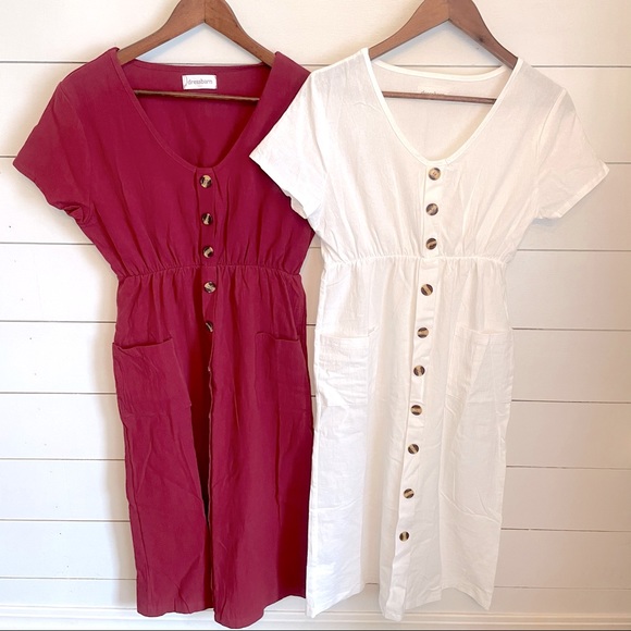 Button Down Midi Dress w/ Pockets - Picture 5 of 7